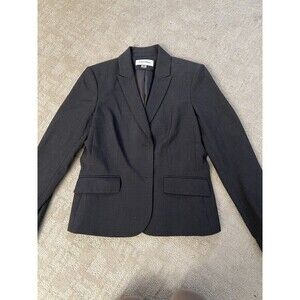 CALVIN KLEIN Women's Dark‎ Gray Long Sleeve Button Down Blazer Size 8 Petite